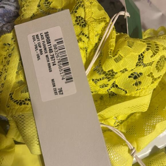 STELLA MCCARTNEY Neon stretch-lace triangle bra Bright yellow L - Picture 5 of 6